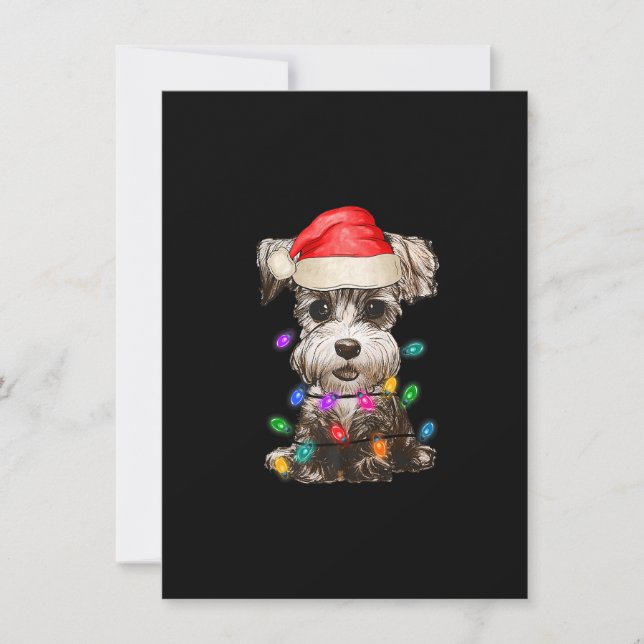 Miniature Schnauzer Santa Julgran Ljus Xm Inbjudningar (Framsida)