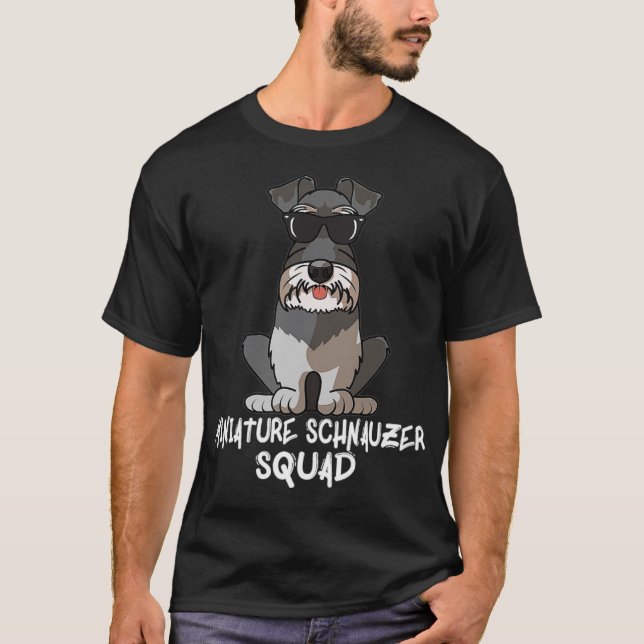 Miniature Schnauzer Squad with Sunglasses Funny af T Shirt (Framsida)