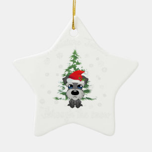 Miniature Schnauzer through Snö Juli-Hund Julgransprydnad Keramik