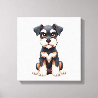 Miniature Schnauzer-valp (1) Canvastryck