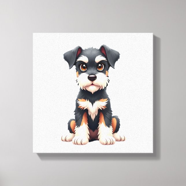 Miniature Schnauzer-valp  (1) Canvastryck (Framsida)
