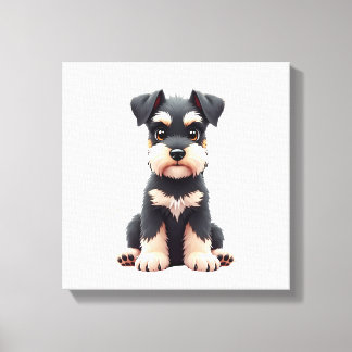 Miniature Schnauzer-valp (2) Canvastryck
