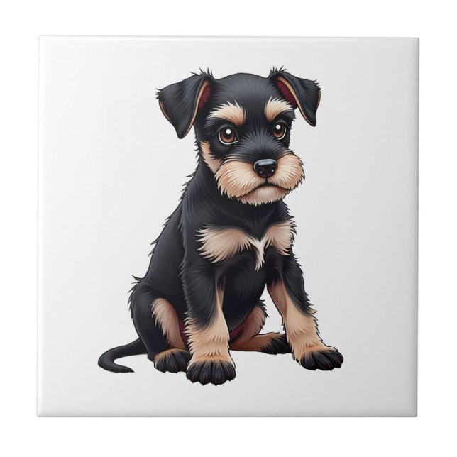 Miniature Schnauzer-valp  (3) Kakelplatta (Framsidan)