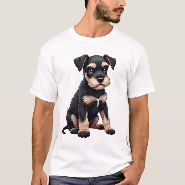 Miniature Schnauzer-valp  (3) T Shirt (Framsida)