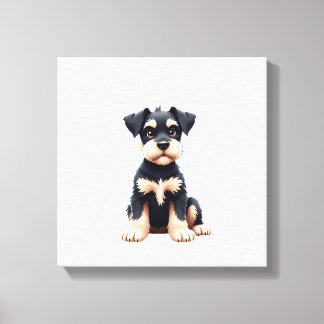 Miniature Schnauzer-valp (4) Canvastryck