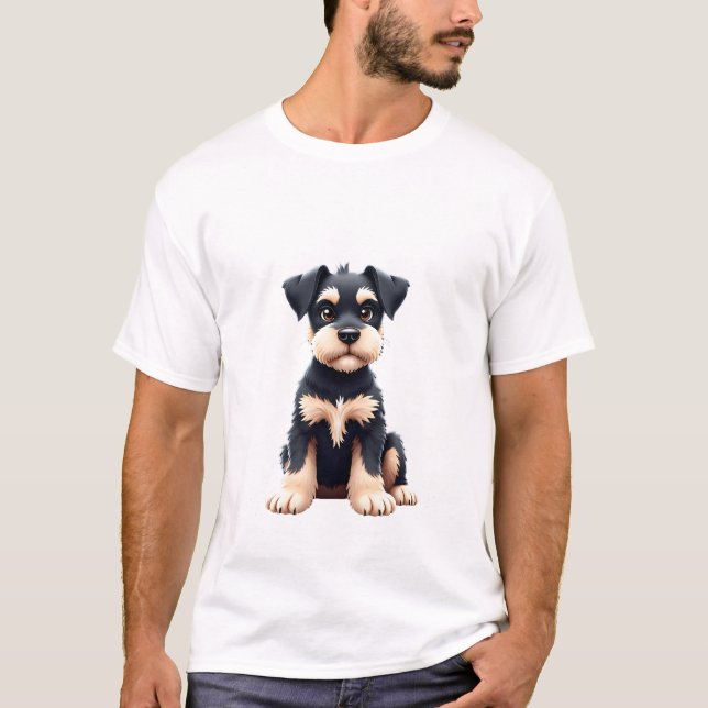 Miniature Schnauzer-valp  (4) T Shirt (Framsida)