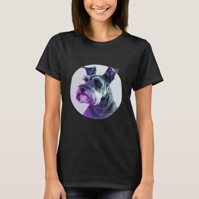 Miniature Schnauzer Vaporwave Retrowave Aesthetic T Shirt (Framsida)