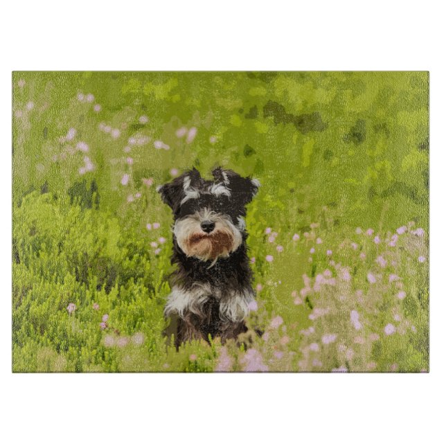Miniature Schnauzer Vatten Färg Art Painting (Framsidan)