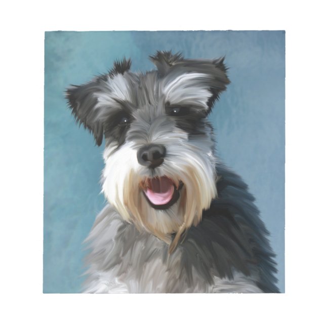 Miniature Schnauzer Vatten Färg Art Painting Anteckningsblock (Framsida)
