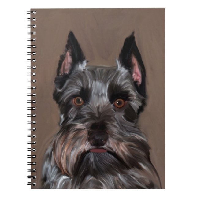 Miniature Schnauzer Vatten Färg Art Painting Anteckningsbok (Framsidan)