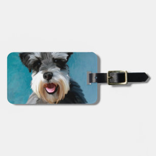 Miniature Schnauzer Vatten Färg Art Painting Bagagebricka