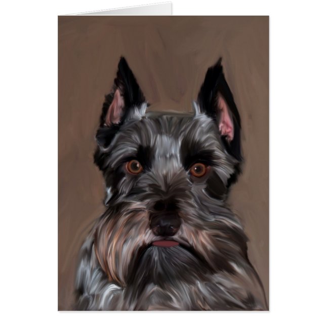 Miniature Schnauzer Vatten Färg Art Painting Hälsningskort (Framsidan)