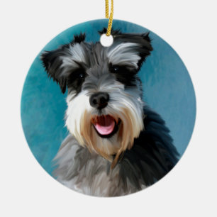 Miniature Schnauzer Vatten Färg Art Painting Julgransprydnad Keramik