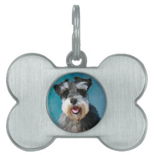 Miniature Schnauzer Vatten Färg Art Painting Namnbricka Husdjur