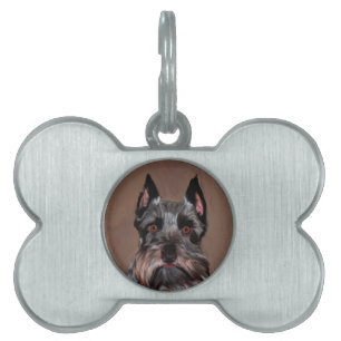 Miniature Schnauzer Vatten Färg Art Painting Namnbricka Husdjur