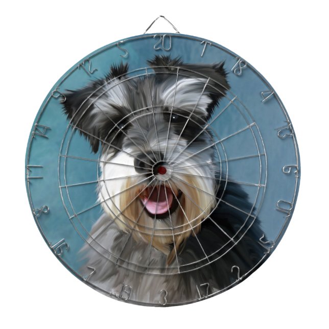 Miniature Schnauzer Vatten Färg Art Painting Piltavla (Framsidan)