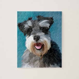 Miniature Schnauzer Vatten Färg Art Painting Pussel
