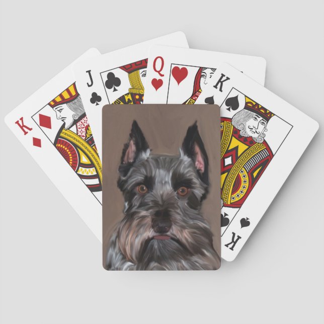 Miniature Schnauzer Vatten Färg Art Painting Spel Kort (Baksidan)