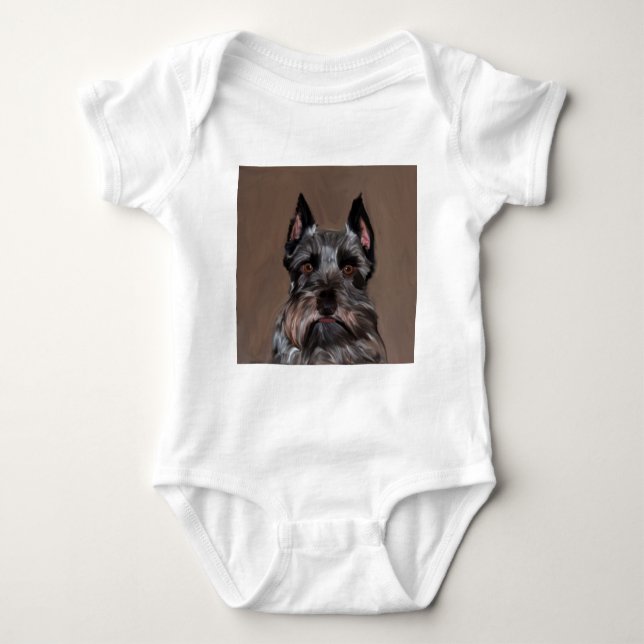 Miniature Schnauzer Vatten Färg Art Painting T Shirt (Framsida)