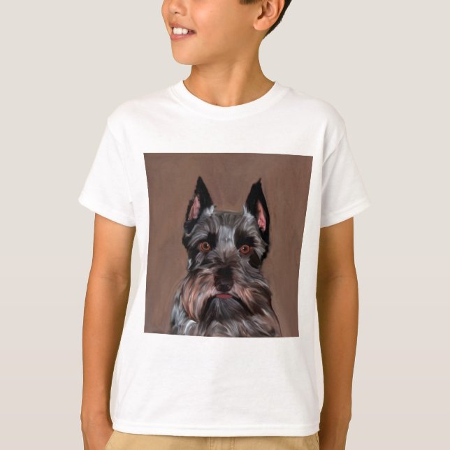 Miniature Schnauzer Vatten Färg Art Painting T-shirt (Framsida)