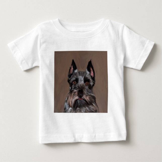 Miniature Schnauzer Vatten Färg Art Painting Tee Shirt (Framsida)