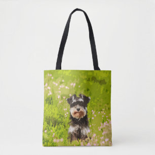 Miniature Schnauzer Vatten Färg Art Painting Tygkasse