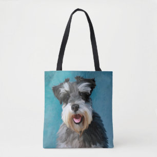 Miniature Schnauzer Vatten Färg Art Painting Tygkasse