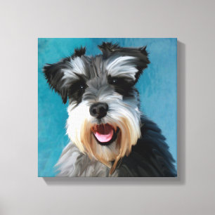 Miniature Schnauzer Vattenfärgskonst Canvastryck