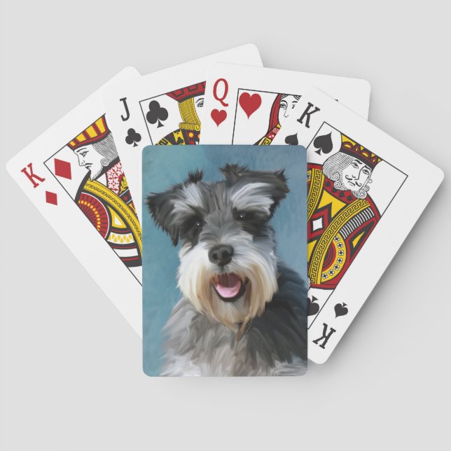 Miniature Schnauzer Vattenfärgskonst Casinokort (Baksidan)