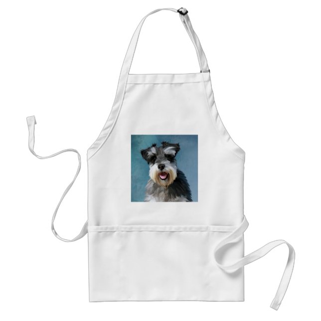 Miniature Schnauzer Vattenfärgskonst Förkläde (Framsidan)
