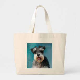 Miniature Schnauzer Vattenfärgskonst målning Jumbo Tygkasse