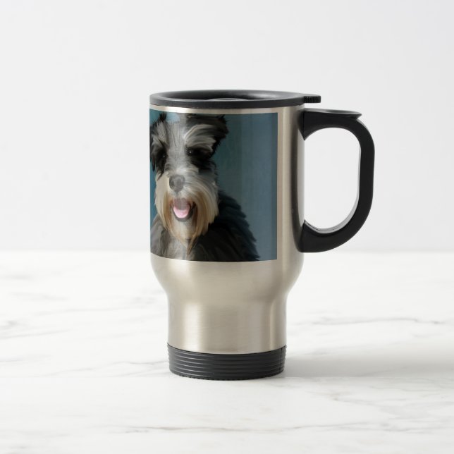 Miniature Schnauzer Vattenfärgskonst målning Resemugg (Höger)