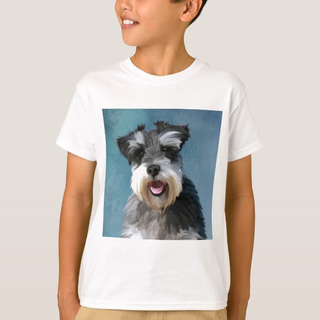 Miniature Schnauzer Vattenfärgskonst målning Tee (Framsida)