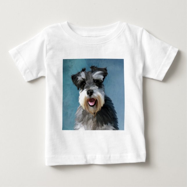 Miniature Schnauzer Vattenfärgskonst målning Tee (Framsida)