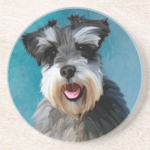 Miniature Schnauzer Vattenfärgskonst målning Underlägg