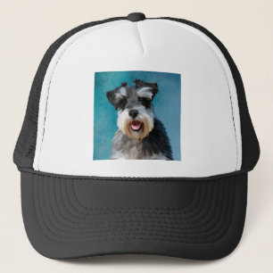Miniature Schnauzer Vattenfärgskonst Truckerkeps