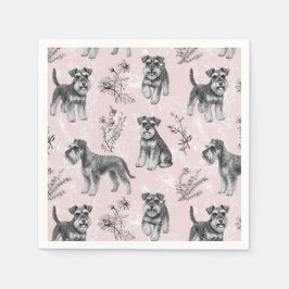 Miniature Schnauzer Vintage Rosa Toile de Jouy Pappersservett