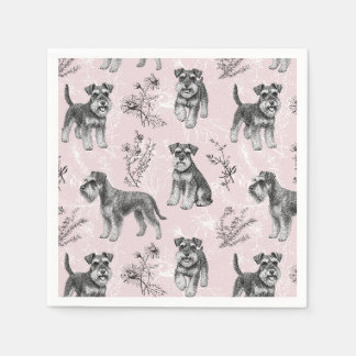 Miniature Schnauzer Vintage Rosa Toile de Jouy Pappersservett