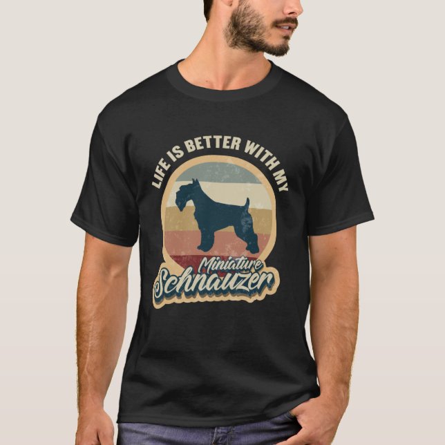 Miniature Schnauzer  with dogs Retro T Shirt (Framsida)