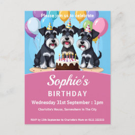 Miniature Schnauzers Födelsedagsfest Inbjudan Vykort
