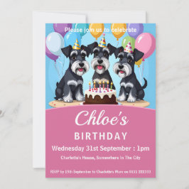 Miniature Schnauzers Födelsedagsfest Inbjudningar