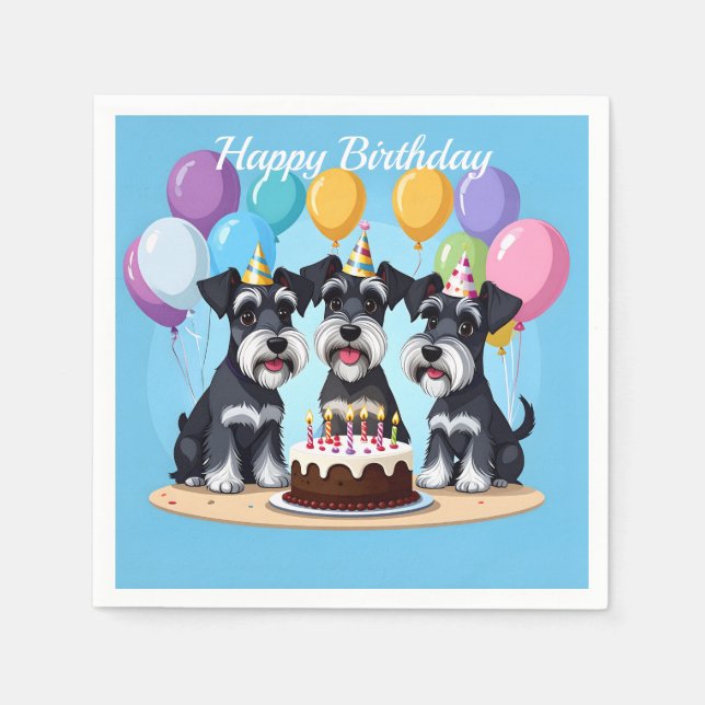 Miniature Schnauzers Födelsedagsfest Pappersservett (Framsidan)
