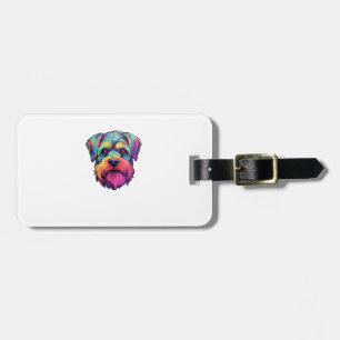 Miniature Shining Schnauzer Neon Retro Sticker Bagagebricka