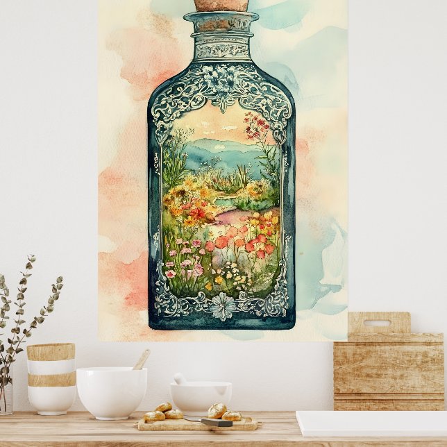 Miniature spring landscape enclosed in an ornate  poster (Kök)