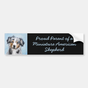 Miniatyr American Shepherd Painting - Hund Art Bildekal