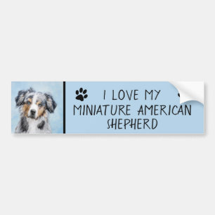 Miniatyr American Shepherd Painting - Hund Art Bildekal