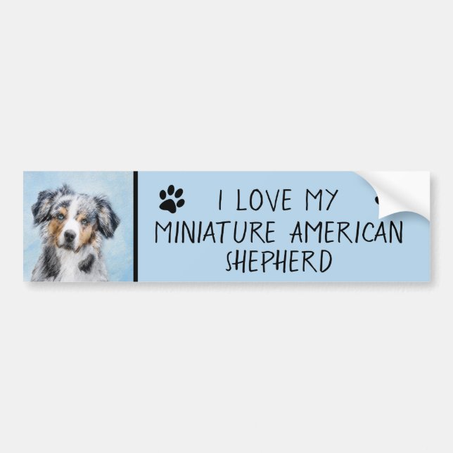 Miniatyr American Shepherd Painting - Hund Art Bildekal (Framsidan)