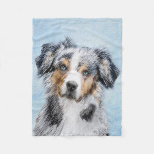 Miniatyr American Shepherd Painting - Hund Art Fleecefilt