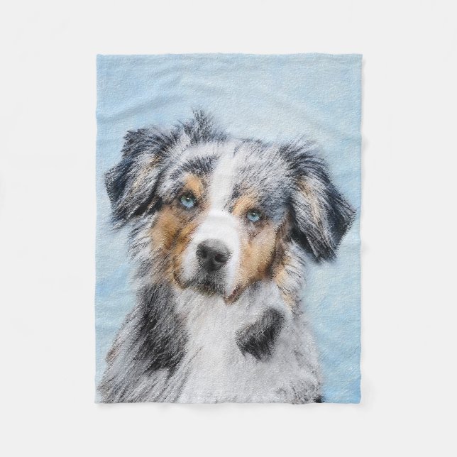 Miniatyr American Shepherd Painting - Hund Art Fleecefilt (Framsidan)