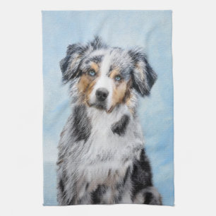 Miniatyr American Shepherd Painting - Hund Art Kökshandduk